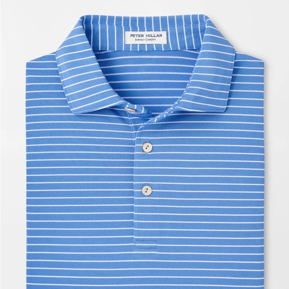 Peter Millar Sky Blue Striped Polo